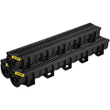 Trench Drain System,5.8x5.2x39.4-Inch HDPE Drainage Trench,Channel Drain with Pl