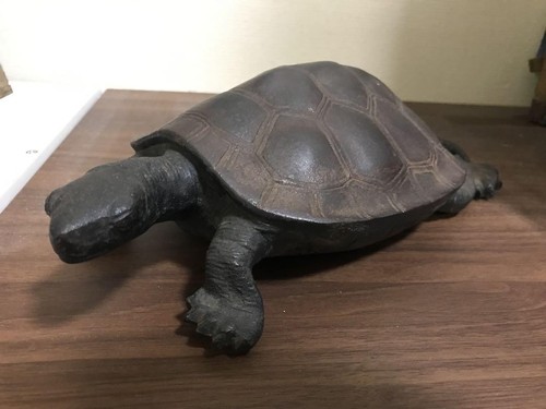 TURTLE IRON Statue 11 inch 2.5 kg Japan Antique Old Metal Figurine Figure Art