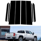 8x Glossy Black Pillar Post Door Molding Trim For Sierra 2500 Denali 2019-2025