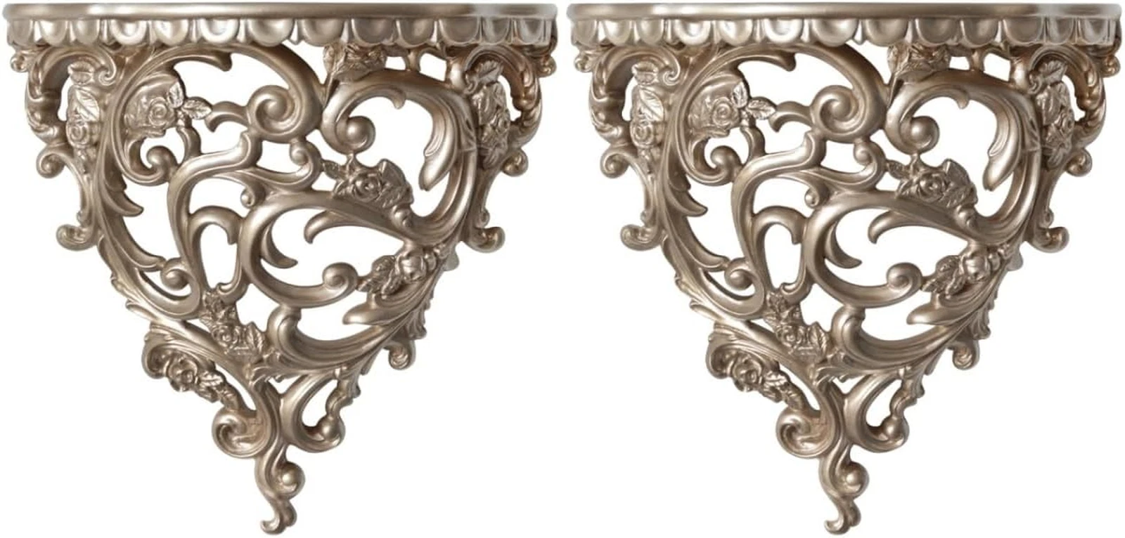 2Pcs Vintage Gold Floating Wall Shelves for Rustic Home Decor & Planters