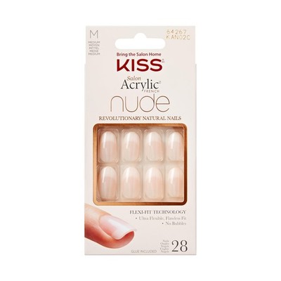 Kiss Salon Acryl French Nude Collection, Graceful, Medium Length Nude Fake...