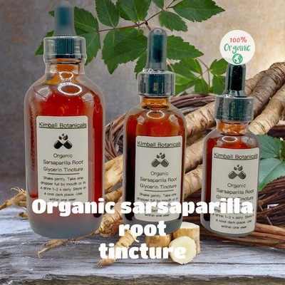 Certified Organic Sarsaparilla Root Glycerin Tincture Double Extracted