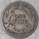 1905 Barber Silver Dime "RING OF DEATH" Reverse Coin, 25C Combined Shipping