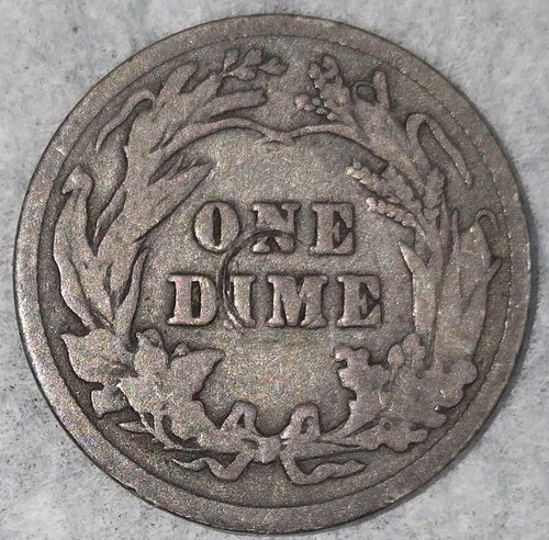 1905 Barber Silver Dime "RING OF DEATH" Reverse Coin, 25C Combined Shipping