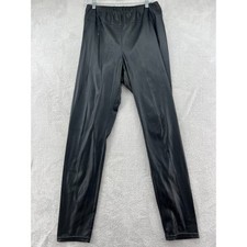 Lauren Ralph Lauren Leggings Womens Sz 14 Black Faux Leather Pants Elastic Waist