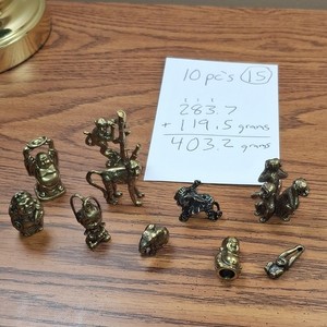 Solid Brass Monkey&Buddas Figurines Lot of 10 Collectible Brass Animal Decor