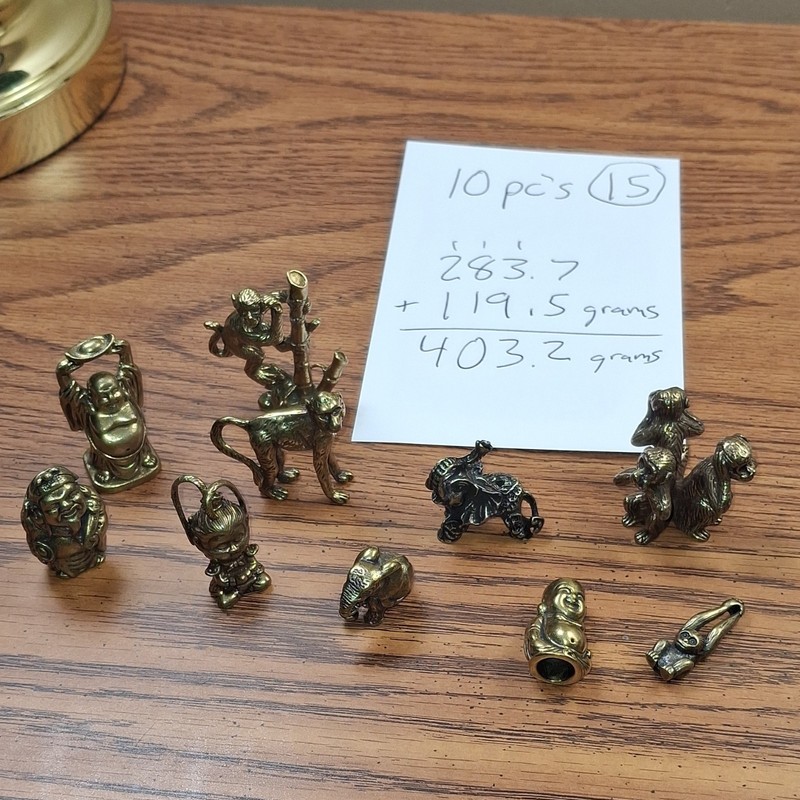 Solid Brass Monkey&Buddas Figurines Lot of 10 Collectible Brass Animal Decor