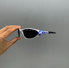 Vintage Y2K Oakley Straight Jacket 99 Muzm 9505 Black Lenses Retro Blue Flame