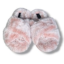 Rachel Rachel Roy Blush Pink Faux Fur Cross Strap Slippers Slides Size S 5-6