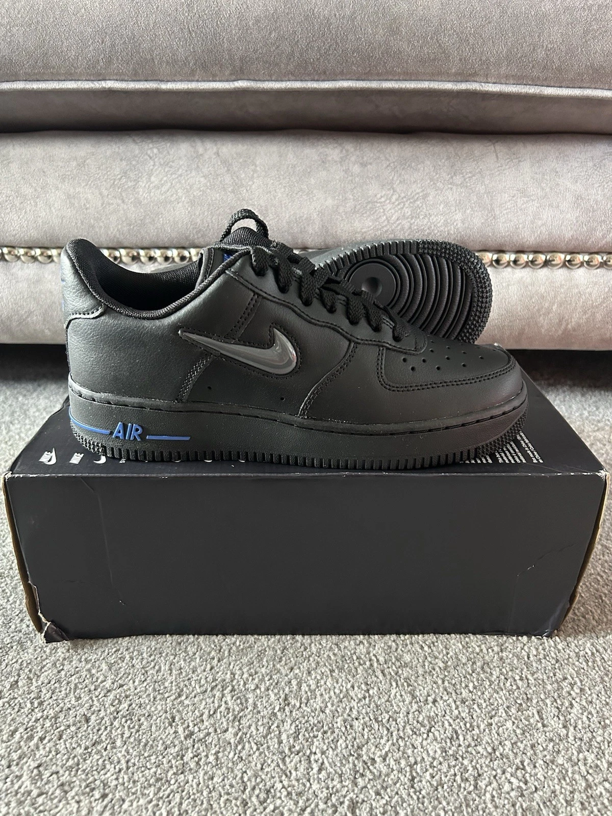 Nike Air Force 1 Jewel scarpe da ginnastica taglia UK 6 EUR 39 CT3438 002 'Black Racer Blue'