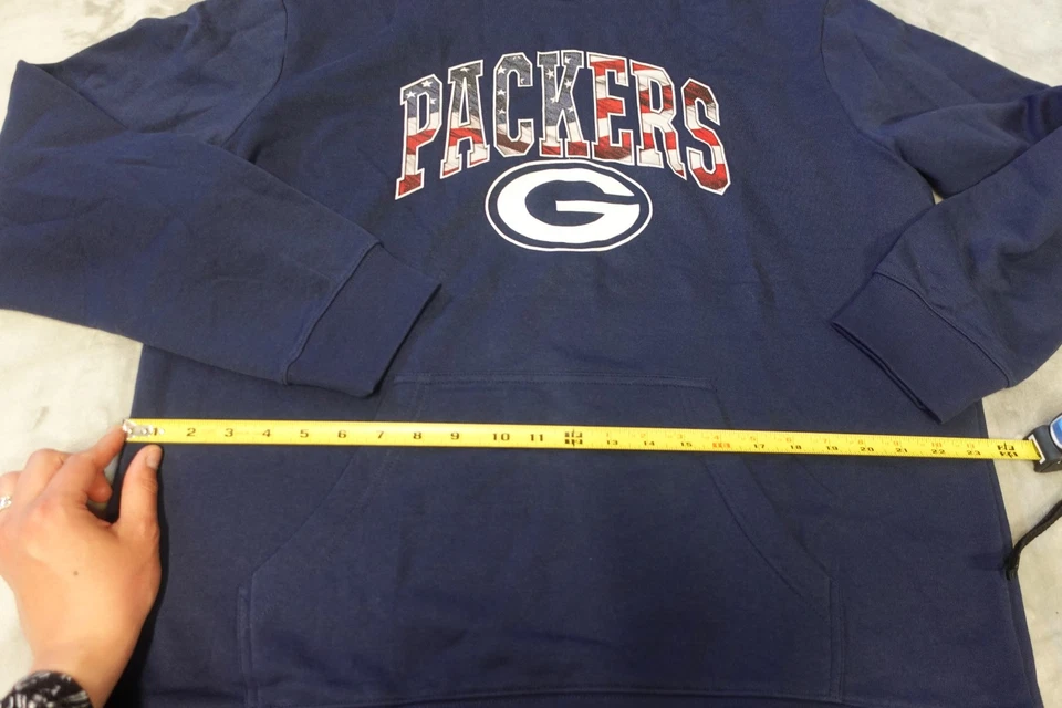 Green Bay Packers Mens XL Fanatics Blue Banner Wave Fitted Pullover Sweatshirt - Image 4 of 4