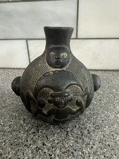✨ Antique Pre-Columbian Moche Chimu Blackware Vessel Jug Vase Peru 🌎 Pottery
