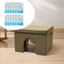 Cooling Cat House Dog House Washable Insulation Bed with 12 Ice Packs for Small