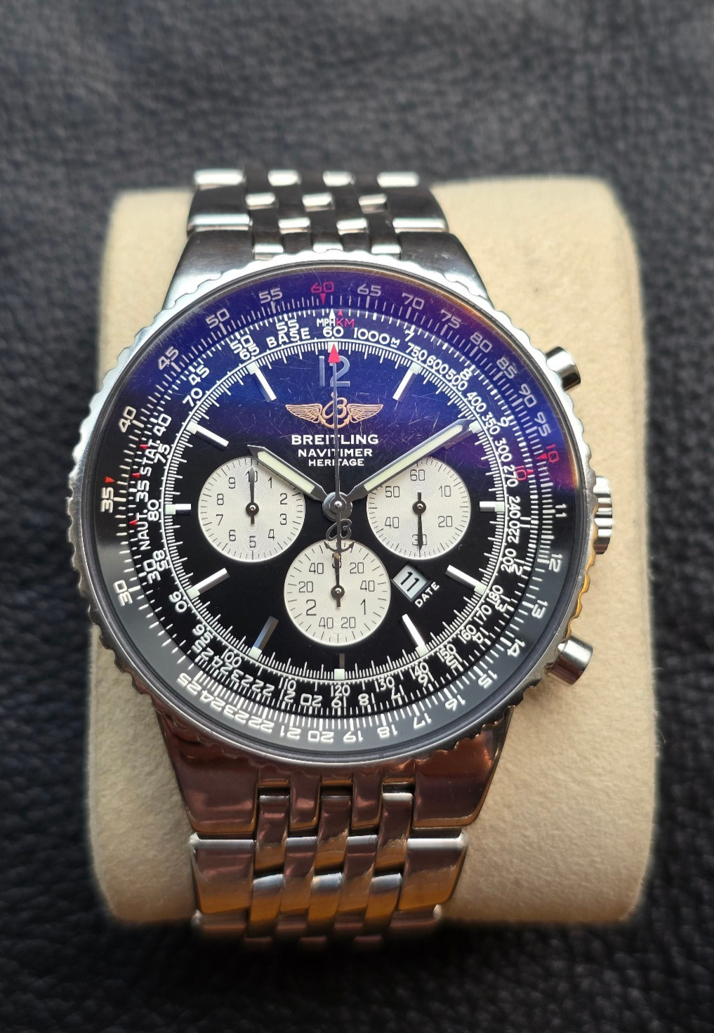 Breitling Navitimer Heritage Chronograph St. Steel Date Watch ref. A35350