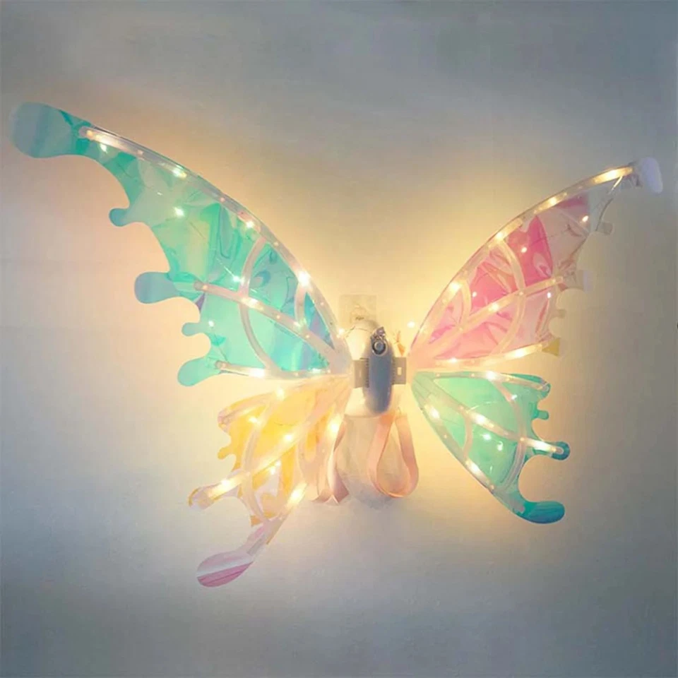 LED Butterfly Wings Kids Dog Costume Light ELF Fairy Electric Wing Glowing Girls - Image 3 of 4