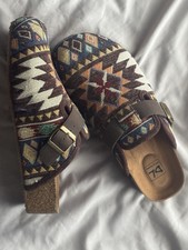 Dirty Laundry Mystify Brown Multi Tapestry Slip-On Platform Clogs/Mules Size 9