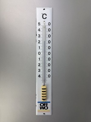 Altes Emaille-Werbe-Thermometer ORWO Filmfabrik Wolfen, Werbung ehem. IG Farben