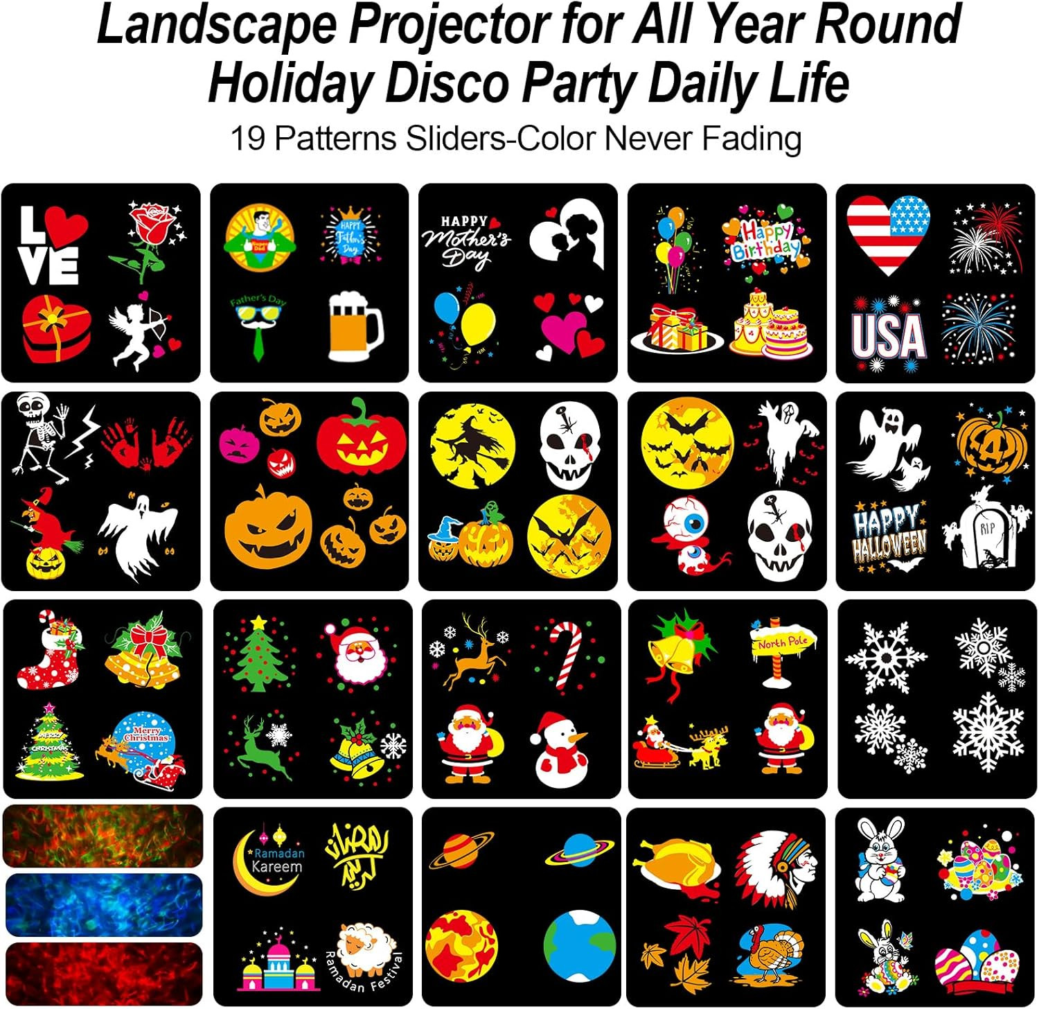 Upgraded Halloween Projector Lights with 19 HD Slides and Weatherproof Design