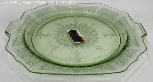 VTG Green Depression Glass Plate