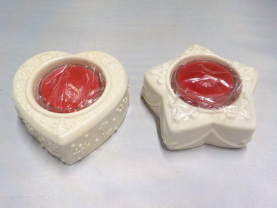 2  LENOX YULETIDE CHRISTMAS GLOWLITE TEA LIGHTS STAR & HEART  NEW WITHOUT BOX