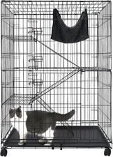 50 Inch Cat Cages Indoor Large 4-Tier Cat Crates Indoor Cats Collapsible Metal