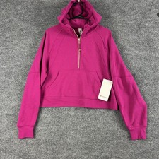 Lululemon Hoodie Women M/L Scuba Oversized Half Zip Ripened Raspberry Cropped