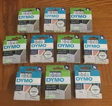 10 PACK OEM DYMO D1 45013 1/2" 12MM LABEL TAPE BLACK TXT ON WHITE 