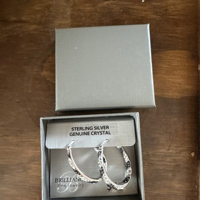 Jacmel Jewelry E905234RRT.WM Sterling Silber ovale Creolen mit klaren und