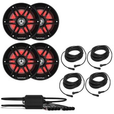 Rockford Fosgate M2-65B Marine Speakers with RGB Lighting Kit  Grilles