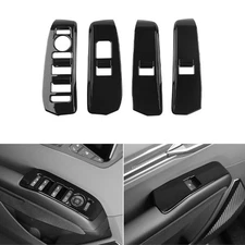 Gloss Black Inner Window Lift Switch Button Panel Cover Trim For Kia EV9 4pcs