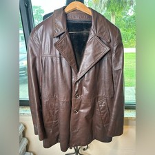 Suede-Life Vintage Men's Brown Removable Liner Leather Jacket Size 42