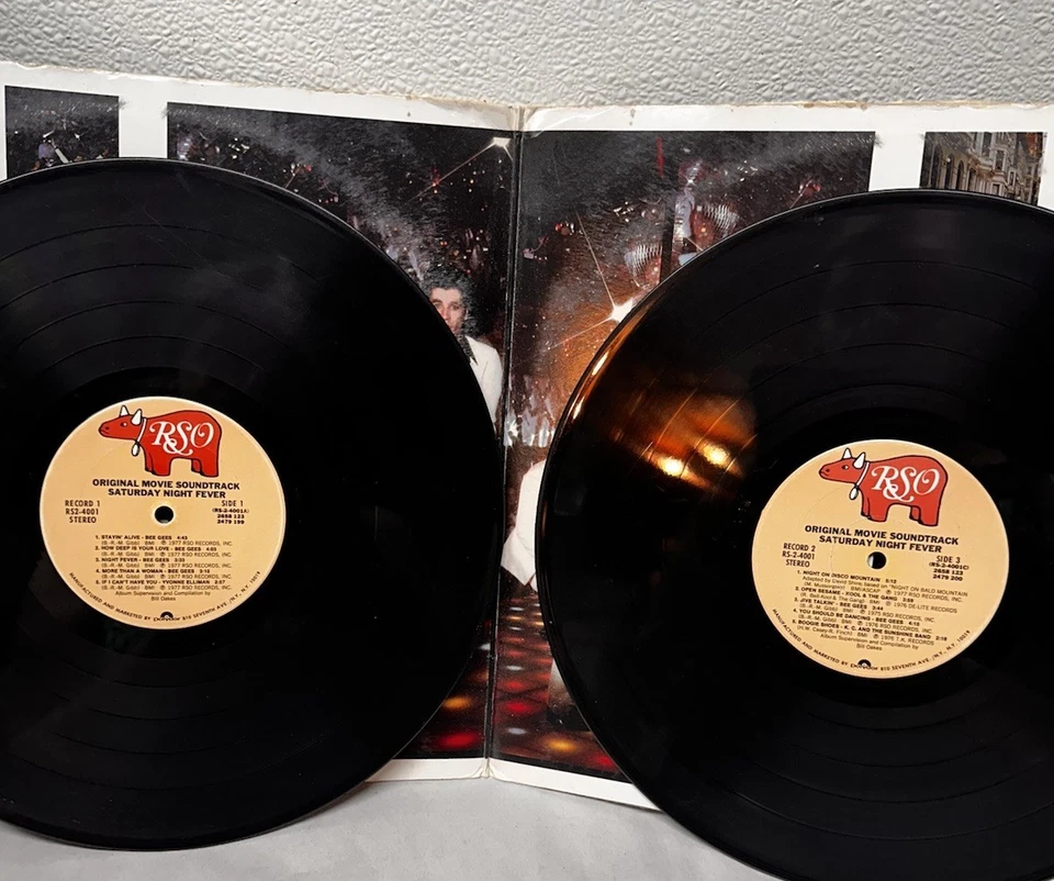 Saturday Night Fever USED 1977 2xLP Disco Soundtrack Vinyl RSO-4001 - Image 3 of 4