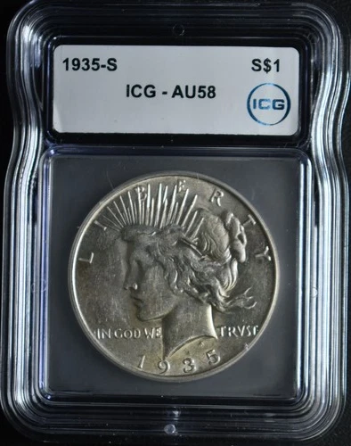 1935S Peace Dollar ICG AU58