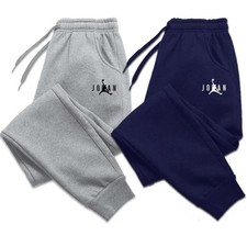 Autumn Winter Men's Joggers Drawstring Casual Pants Fleece Workout Sweatpants