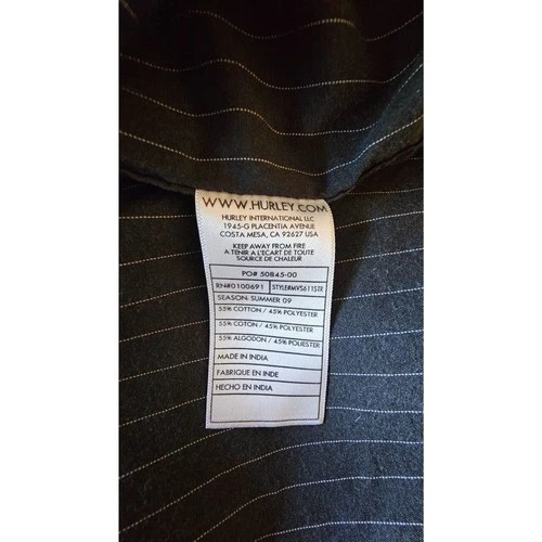 Men's Hurley Charcoal Gray Pinstripe Button Down Short Sleeve Shirt Size XL image 5