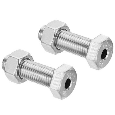 2set M16x50mm Hollow External Hexagon Screw Lamp Threading Through Hole Bolt