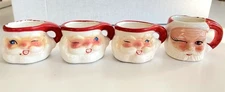 4 Vintage HOLT HOWARD Christmas Winking Miniature Santa Mugs 1960