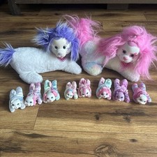 Puppy Surprise White Mother Dog Purple Fur 8 Babies Puppies Lot Plush Stuffed