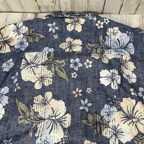 OP Ocean Pacific Hawaiian Shirt Mens Sz Medium Blue Floral Flower Surf 90s P3 - Picture 7 of 8