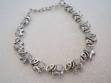 ELEPHANTS, Elephants  More ELEPHANTS Sterling Silver Plated LINE BRACELET 8"L