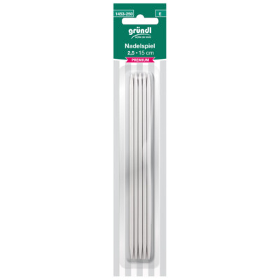 GRÜNDL | Nadelspiel PREMIUM aus Aluminium - 15 cm Länge - Gr. 2,5 (1453-250)