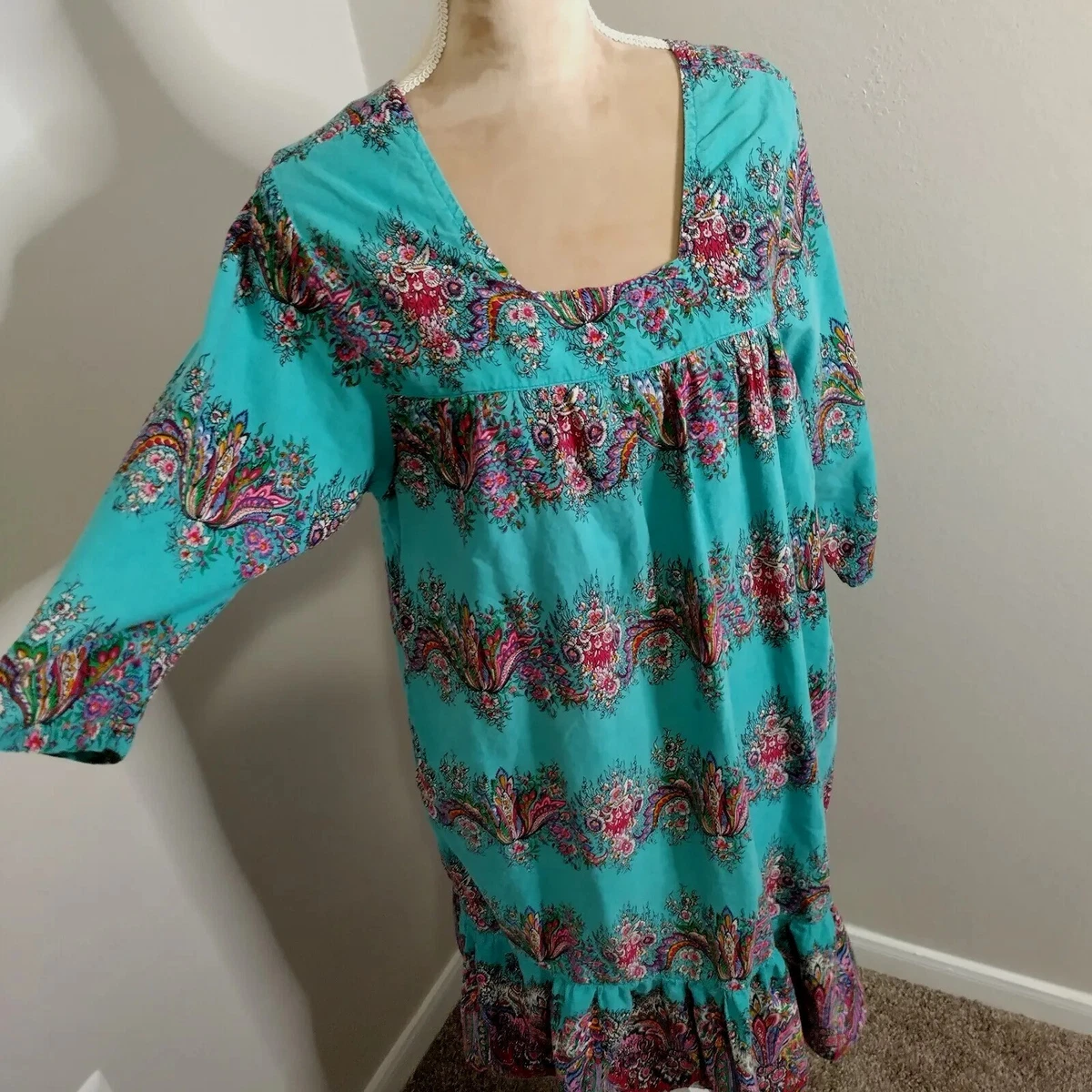 Haband Vintage Ladies Size M Multicolor Cotton Floral House Dress B4 | eBay
