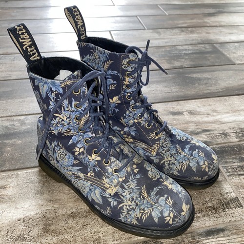Dr Martens Beckett Blue Canvas Jouy Floral Boots Women's Size US 9 Lace Up  Men 8 | eBay