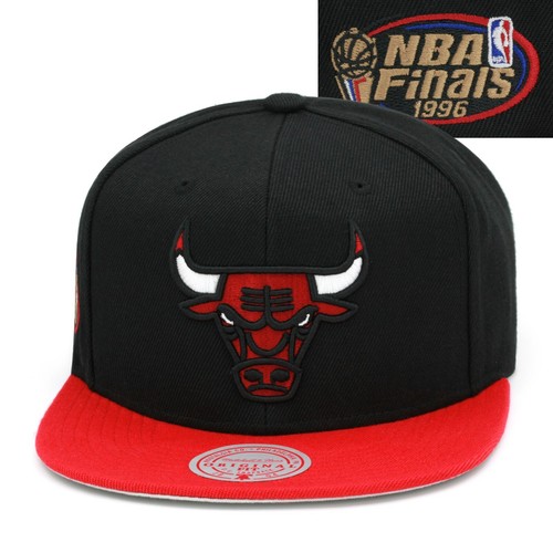 Mitchell \u0026 Ness Chicago Bulls Snapback Cappello Berretto Nero/Rosso/NBA  Finals 1996 Patch | eBay