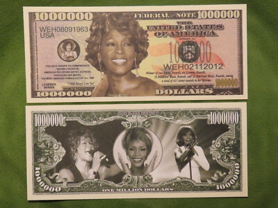 1 Million Dollar Souvenier Schein der Musik Legende W. Houston