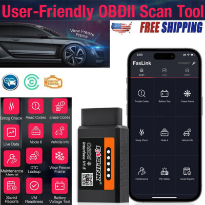 ELM327 OBD2 Full OBDII Functions Code Reader Mini Wireless For Gasoline Vehicle