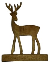 Wooden Deer - Holiday Time Decor - Christmas Decor, Mantel 9 1/2" x 7" NWT