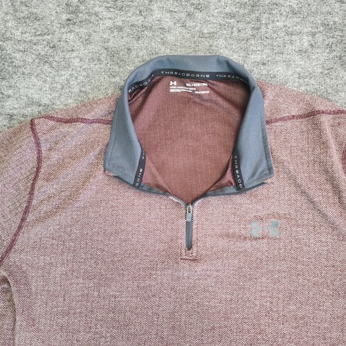 Under Armour Heatgear Pullover Mens 2XL Maroon Threadbourne Long Sleeve 1/4 Zip - Picture 3 of 11