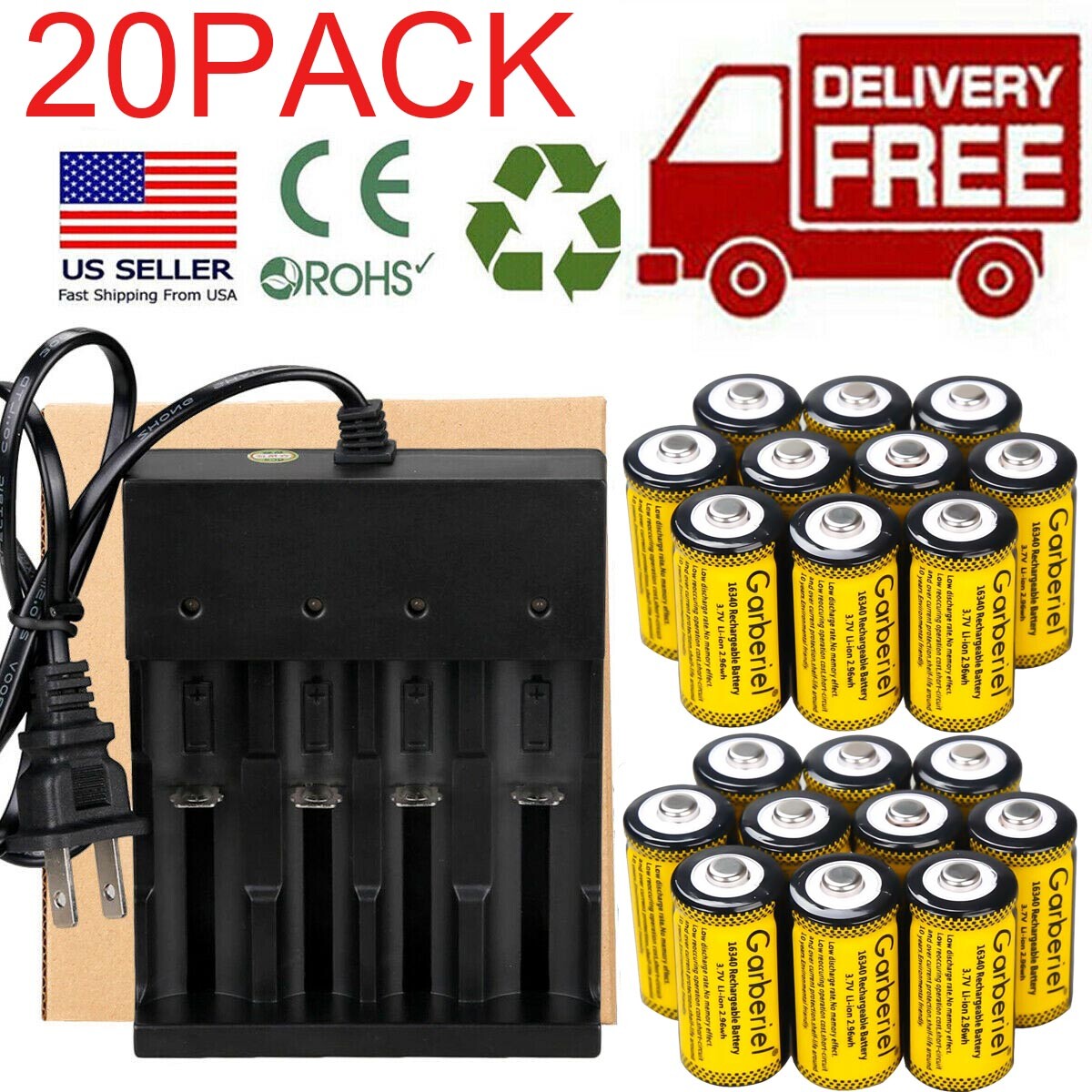 2800mAh Batteries CR123A 16340 Rechargeable Liion Battery / Smart