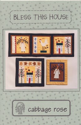 BLESS THIS HOUSE ~ Cabbage Rose ~ 3 Wall Quilts ~ 31x11'' ~ 10x12'' ~ 14x13.5''